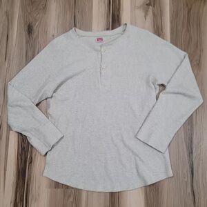 Pike Brothers Mens Large Beige Henley Thermal Knit Shirt Full Standard Size L